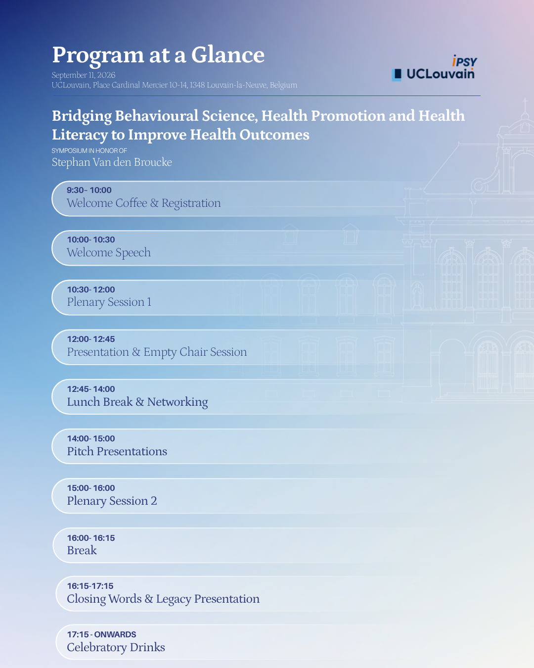 Program at a glance for the symposium